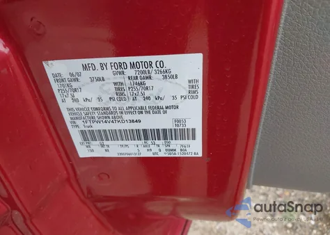 2007 Ford F-150 Fx4/Lariat/Xlt z USA, uszkodzony, nr VIN 1FTPW14V47KD13849